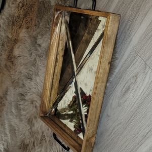 EUC pottery barn wood/mirrored serving tray